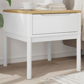 Lamp Table FLORO White 21.7"x21.7"x21.3" Solid Wood Pine