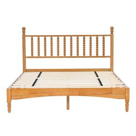 Queen Wood Bed Frame with Headboard, Solid Rubber Wood with Wood Central Supports, 1000 Lb Capacity, Easy Assembly, No Box Spring Needed, Rustic