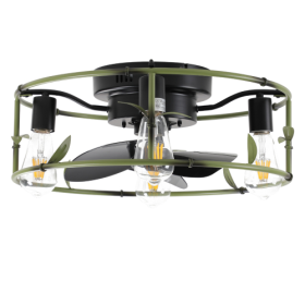 Built-in Ceiling Fan With Light And Remote Control Unavailable Platform- Temu (Color: green)