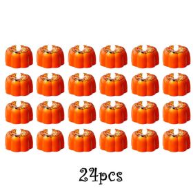 12/24pcs Halloween Pumpkin Candle Light Pumpkin Lantern Lamp Ornaments Ghost Festival Props Halloween Party Supplies Home Decor (Ships From: China, Color: 24pcs Type B)