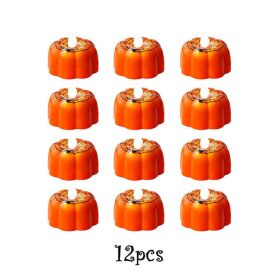 12/24pcs Halloween Pumpkin Candle Light Pumpkin Lantern Lamp Ornaments Ghost Festival Props Halloween Party Supplies Home Decor (Ships From: China, Color: 12pcs Type B)